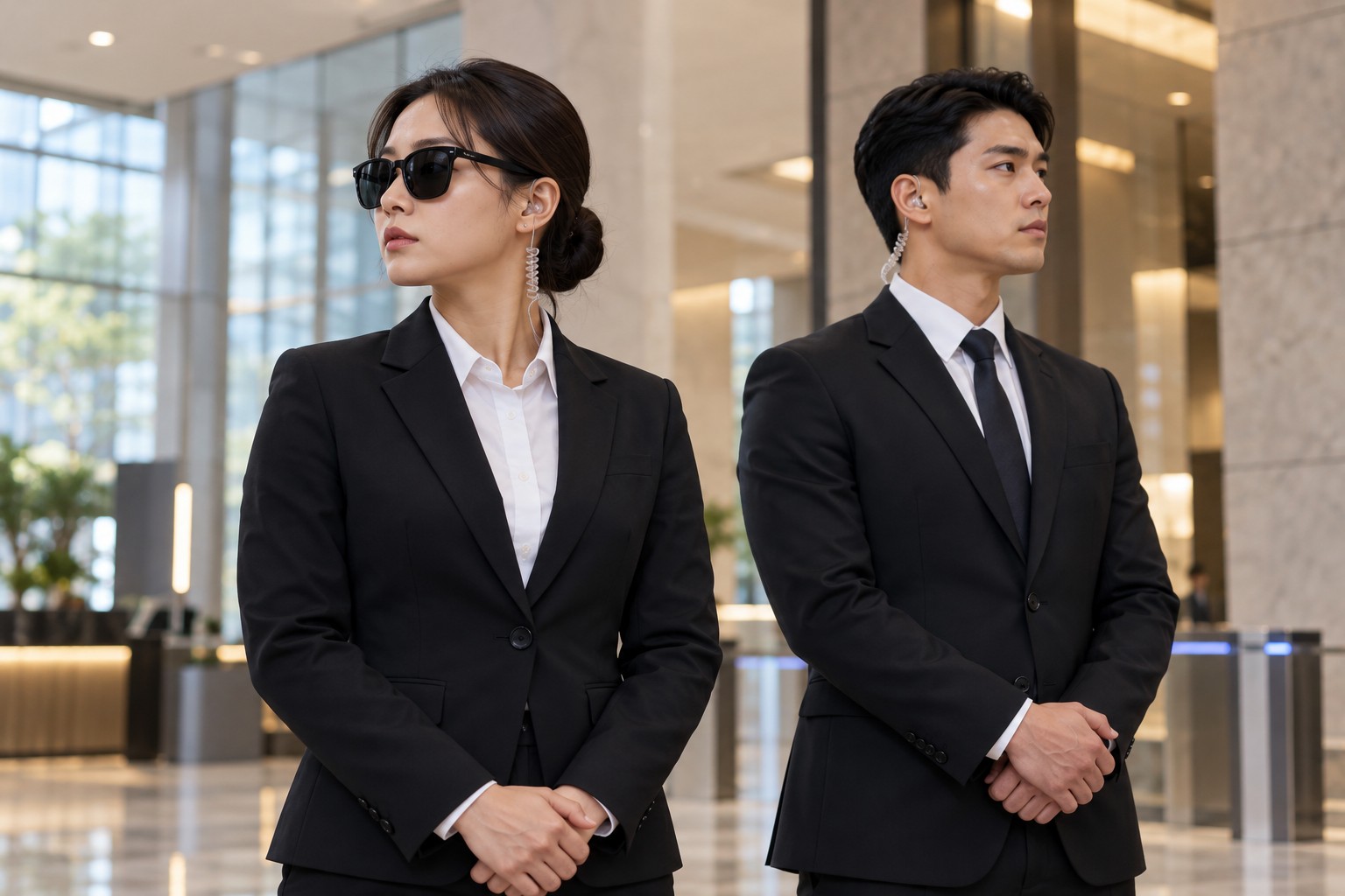 한국인 경호요원의 시설경비 홍보 이미지